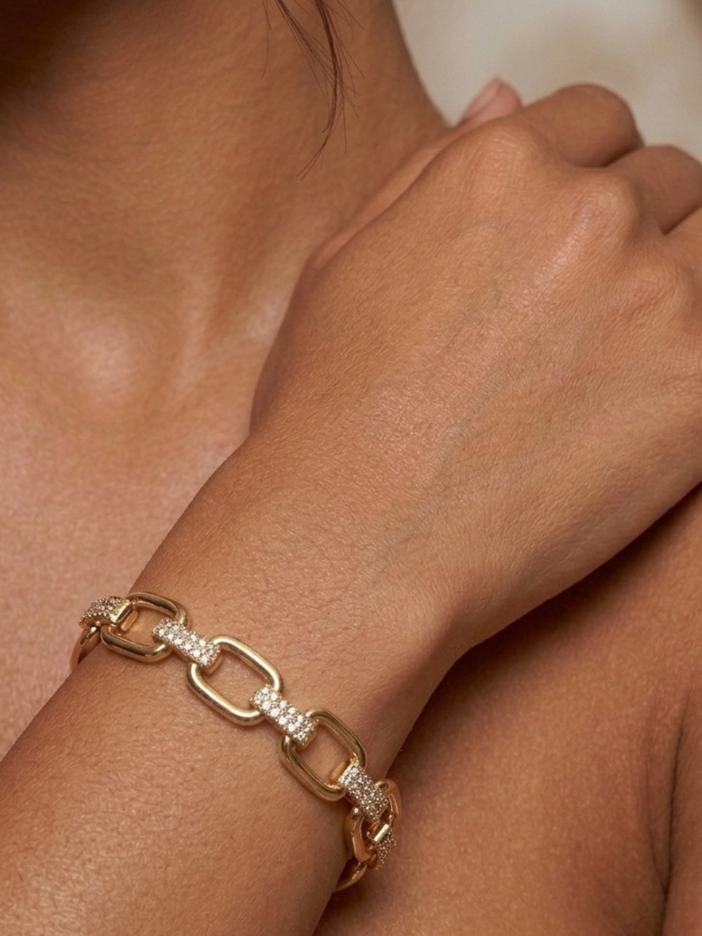 14K Gold Plated Statement Link Bracelet